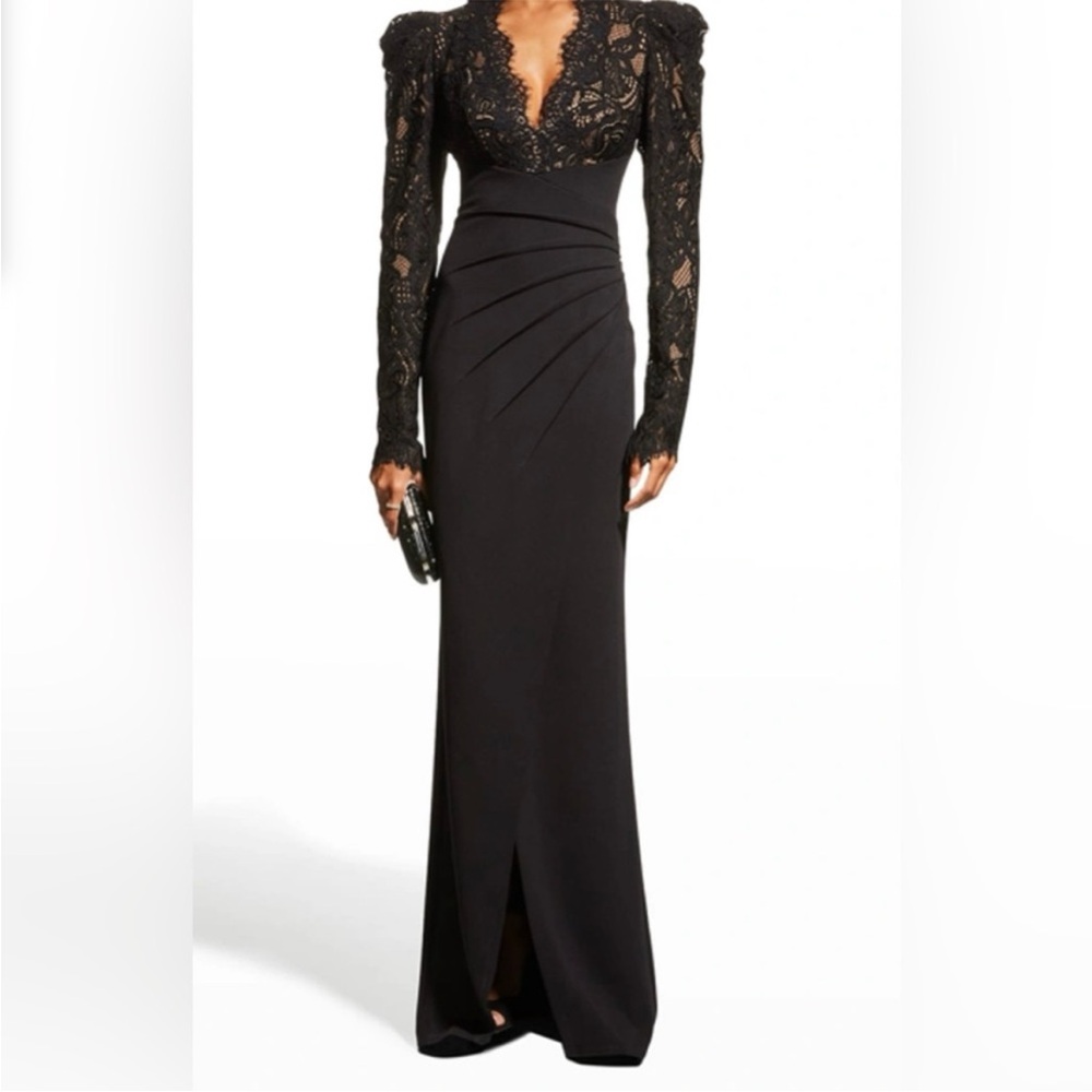 Tadashi Shoji Black Lace Long Sleeve Gown. Worn once.